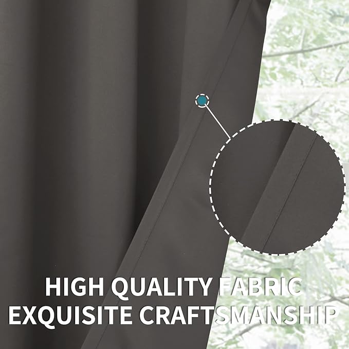 BGment Short Blackout Curtains 45 Inches Length for Bedroom - Rod Pocket Thermal Insulated Room Darkening Window Curtain for Kitchen Cafe, 42 x 45 Inch, 2 Panels, Grey