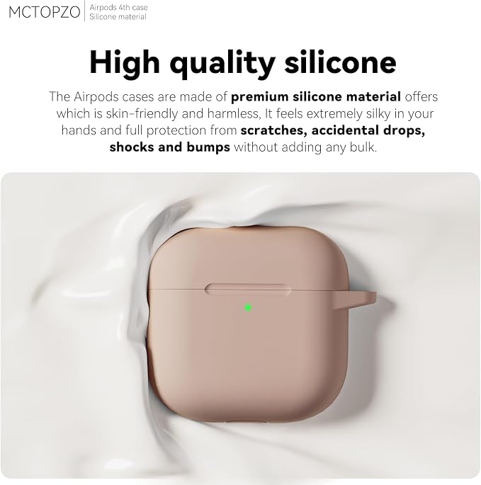 for AirPods 4 Case 2024 with Cleaner Kit & Keychain-Brown | Silicone Protective Cover for Apple AirPods 4th Generation Case,for Women Men,One-Piece Design,Shockproof,Dust Proof