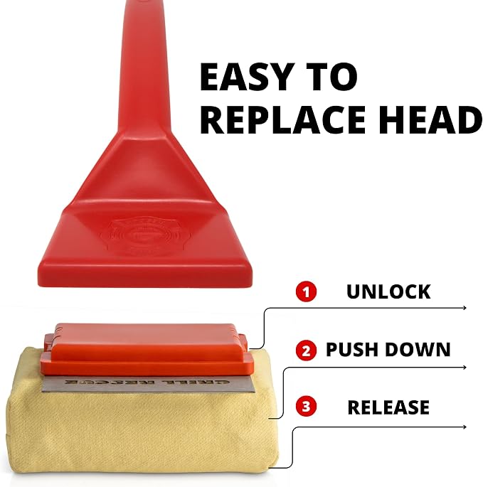 Grill Rescue BBQ Replaceable Scraper Cleaning Head, Bristle Free - Durable and Unique Scraper Tools for Cast Iron or Stainless-Steel Grates, Barbecue Cleaner (Scraper Head)