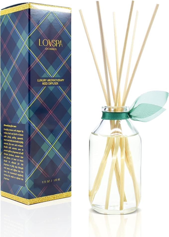 Reed Diffuser Set - Birchwood Pine Scented Diffuser with Sticks | Winter Holiday Home Fragrance Reed Diffuser for Bedroom, Bathroom Shelf Décor - Made in the USA