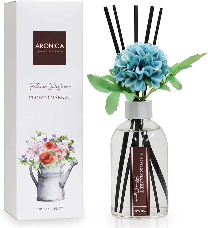 Flower Diffuser, Flower Market Scent Teal Bathroom Accessories, Summer Bath Decor Aqua Blue, Aesthetic Room Decor, Turquoise Living Room Decor