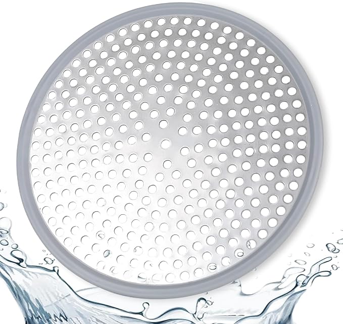 Stainless Steel Shower Drain Hair Catcher/Strainer/Silicone Edges | 4.72-inch diameter, suitable for bathroom and kitchen drains, silver