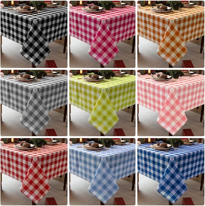 4th of July Checkered Tablecloth Fabric - Rectangle 58x84 Inch Classic Gingham Patriotic Party Table Cloth for Indoor/Outdoor Use - Independence Day Memorial Day Washable Table Cover