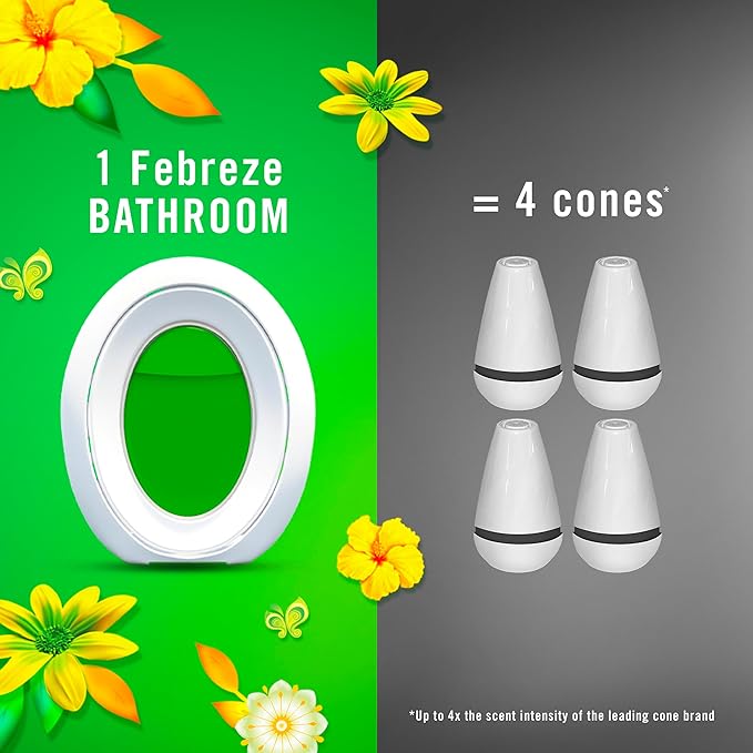 Febreze Bathroom Air Freshener, Odor-Fighting, Plug in Alternative, White, Air Fresheners for Small Spaces in Home, Bathroom, Kitchen, & Closet, Pet & Litter Box Odor Fighter, Gain Original Scent, 4ct