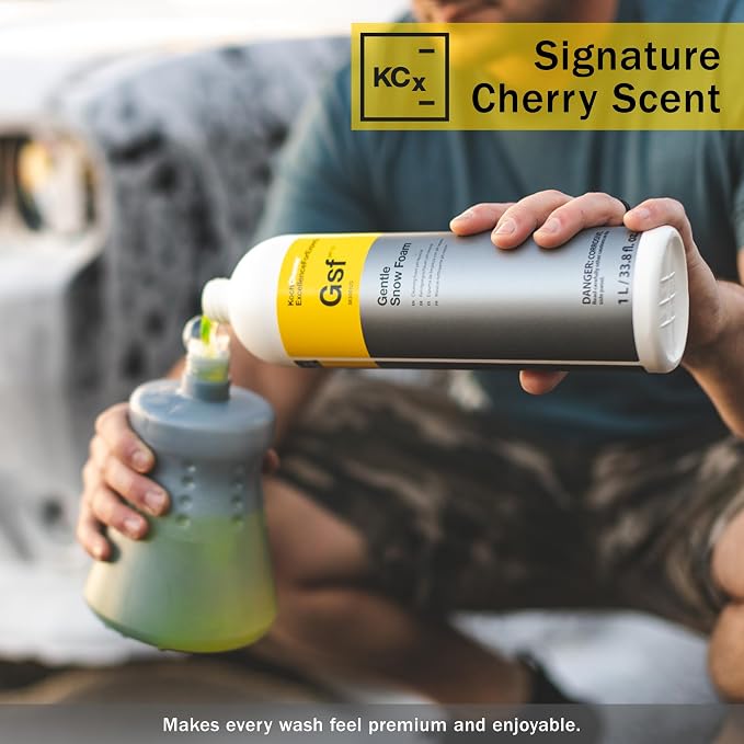 KOCHCHEMIE Gentle Snow Foam - pH Neutral Pre-Cleaning; Works With Foam Cannons & Sprayers; Manual Washing Shampoo; Safe on Existing Wax & Sealed Surfaces; Unique Cherry Fragrance (1 Liter) (Pack of 2)
