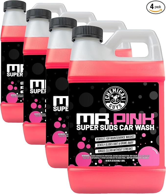 Chemical Guys Mr. Pink Car Wash Soap - 64 oz Super Suds Foaming Car Wash Soap for Cannon, Blaster, or Bucket Washing - pH Balanced, Safe on Wax, Sealant, Ceramic, and Clear Coat Finishes (Pack of 4)