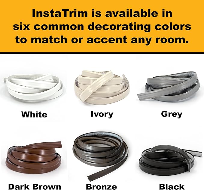 InstaTrim The Original Flexible Trim - 10ft Ivory 1/2" Wide Caulk Tape - Adhesive Trim with Many Uses Including Caulking for Bathtubs, Sinks, Counters, Tile, Floors - Made in USA