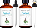 Majestic Pure Essential Oil with Glass Dropper - 100% Pure and Natural - Essential Oils for Diffuser, Aromatherapy, Soap and Candle Making, Patchouli Essential Oil, Patchouli Oil, 1 Fl Oz (Pack of 2)