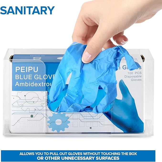 Stock Your Home Single Acrylic Gloves Dispenser (2 Pack) Tissue Box Shelf, Glove Holder Wall Mount, For Kitchen, Cleaning Closet, Lab, Exam, Office
