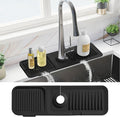 PoYang 17.7 Inch Faucet Mat for Kitchen Sink Splash Guard Behind Faucet, Sink Protectors for Kitchen Sink Faucet Mat Splash Guard for Kitchen Sink Area, Long Silicone Faucet Guard Draining Mat, Black