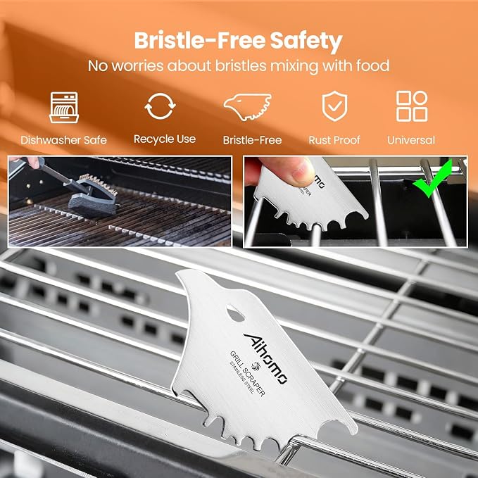 Cool Eagle-Shaped Bristle-Free Grill Scraper, BBQ Grill Cleaning Tool | Cool eagle-shaped, Bristle-free scraper cleans varied grill grates, Compact design includes a rope, hook