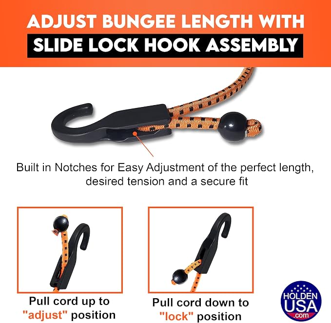 Holden USA - Ladder Clamp - Stabilizer Clip – Secure Safety Clamp for Roof, Gutters, and Wall Prep – Durable Support Cord for Roofing and Gutter Tasks (Orange Pair/2 units)