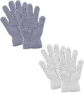 Microfiber Gloves for Plant Dusting, 4Pcs Reusable Washable Microfiber Plant Cleaning Dusting Gloves for Indoor House Plants Kitchen Car Blinds Lamps, Grey & White 2 Pairs