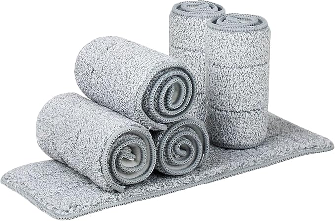 32 Inch Commercial Flat Microfiber Mop Pads Refill 6 Pack | Reusable Flat Pads Fit 32IN Mop Wet Dry Washable Durable Compatible with Most Flat Mops with Hook-and-loop Fasteners