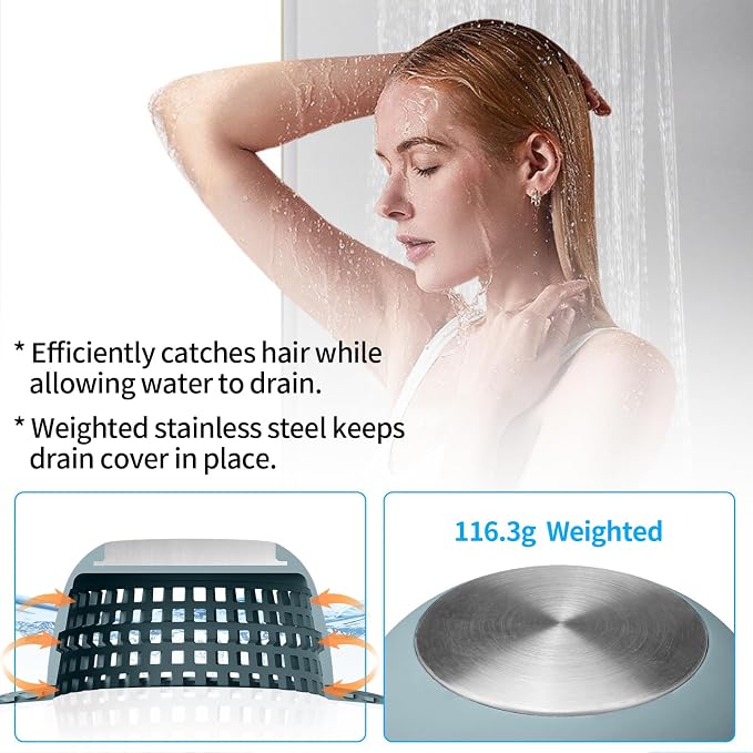 Aluvor Shower Drain Hair Catcher Bathtub Drain Cover Sink Drain Protector | Bathroom Sink & Bathtub Drain Strainer for Pop-Up & Regular Drains, Silver Greyish Blue