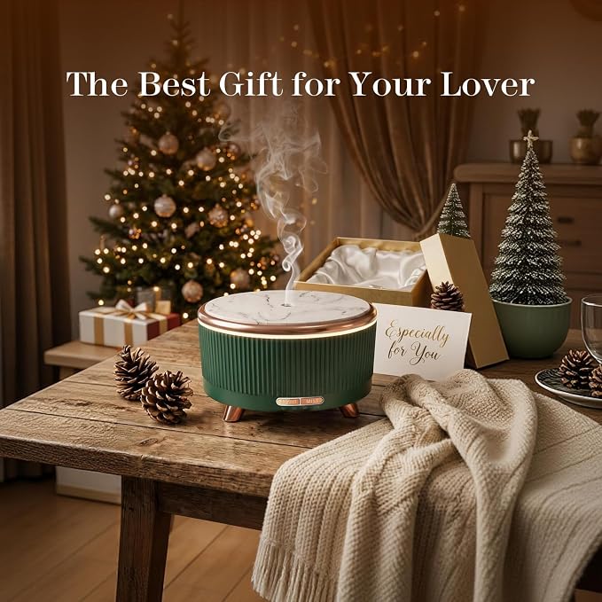 500ml Essential Oil Diffuser, Ultrasonic Aromatherapy Humidifier | with Remote Control, 7-Color LED Light, Timer & Auto Shut-Off, Cool Mist Diffuser for Home, Bedroom, Office (Blue Green)