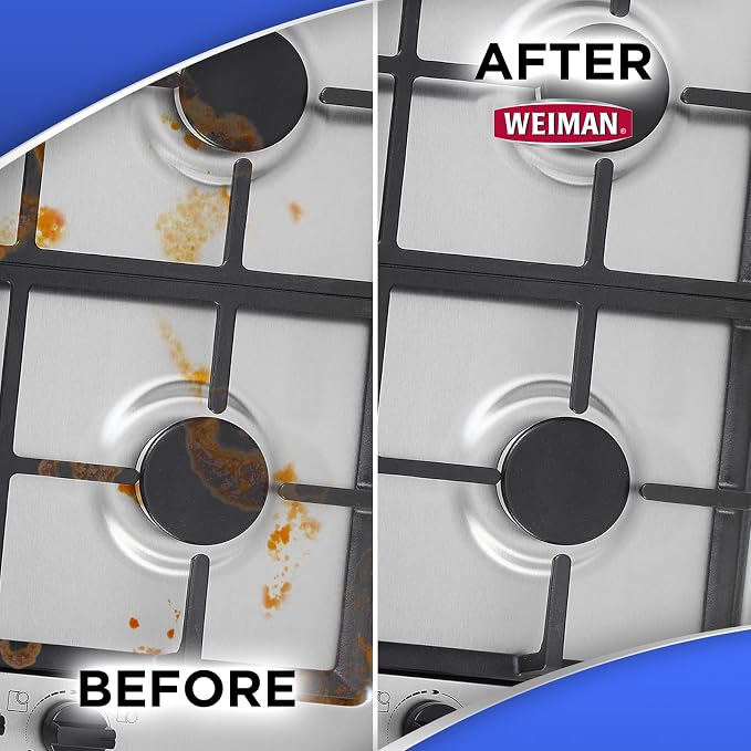 Weiman Heavy Duty Gas Range & Stove Top Cleaner and Degreaser - 4 Pack, 24 Ounces with MicroFiber Cleaning Towel