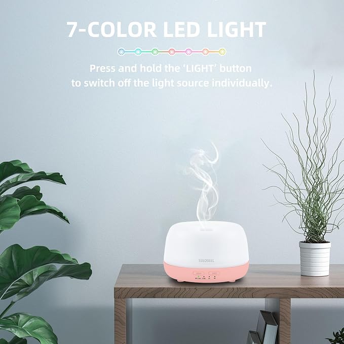 SEEDSEEL 300ML Essential Oil Diffuser with Remote Control, Aromatherapy Diffuser with 7-Color Changing LED Light for Home,Bedroom, Office