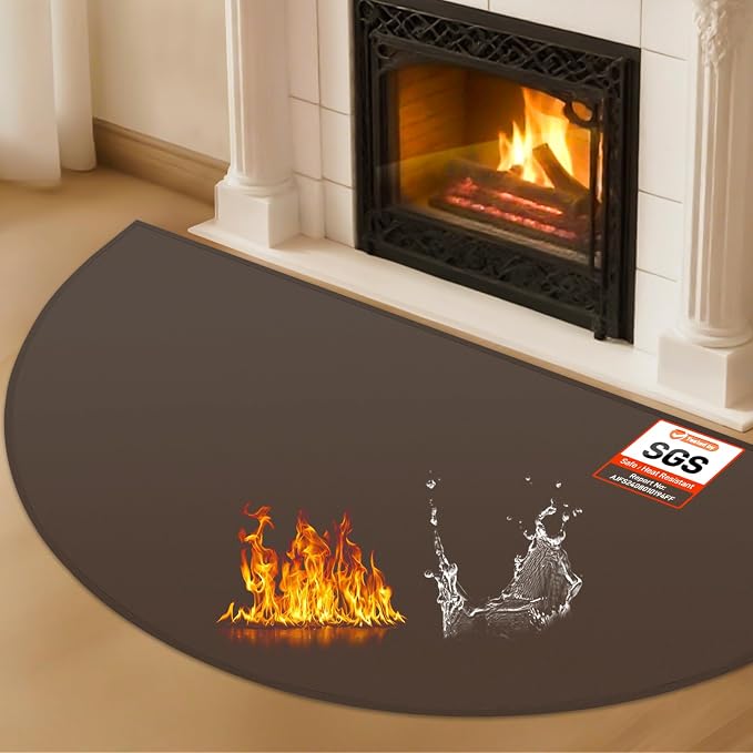 TOHONFOO Fireplace Mat for Home Protection, 3'6'' x 2' x 0.04'', Brown | 1800°F fireplace rugs fireproof, fiberglass hearth rugs for fireplaces fire resistant protect against embers, easy to clean