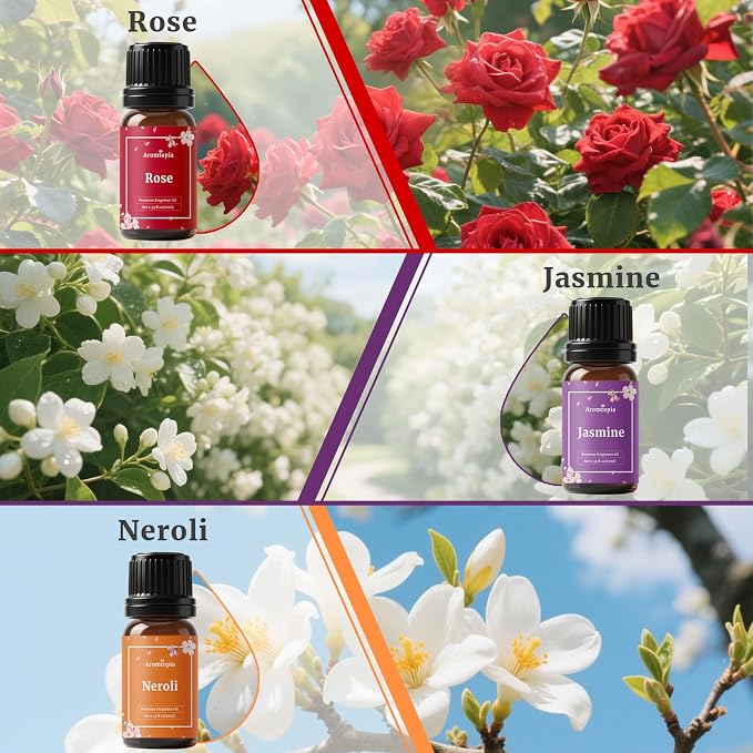 Floral Essential Oils, Fragrance Oils for Candle Soap Making | 10ml* 6 Premium Diffuser Essential Oils, IFRA Certified