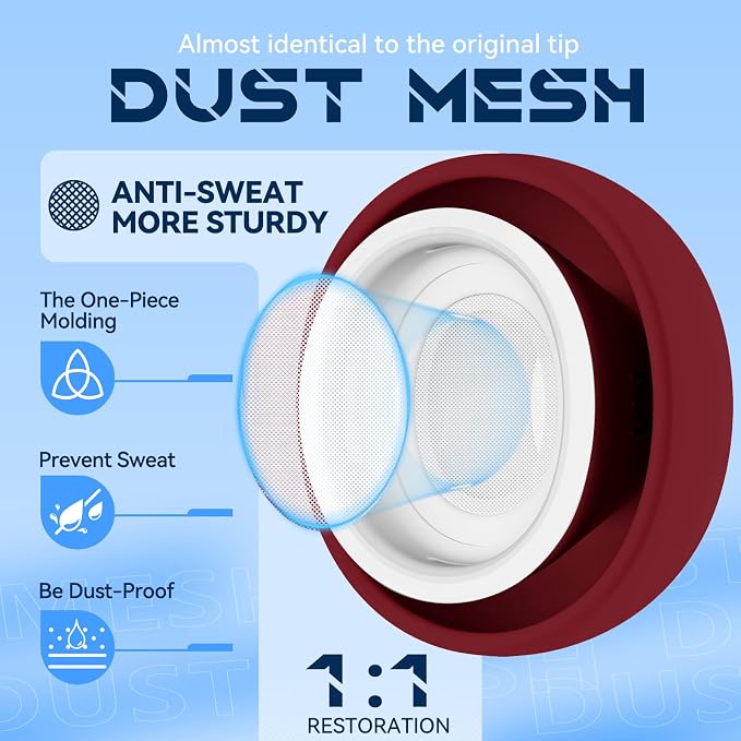 Inesore 4 Pairs Replacement Ear Tips for AirPods Pro 2nd/1st (Dark red) | with Noise Reduction Hole & Built-in dust Guard Screen,Silicone,with Portable Storage Box & Cleaner Pen,4 Size (XS/S/M/L)