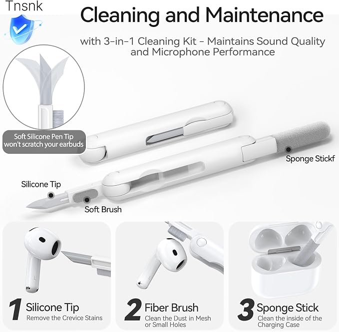 for AirPods 4 Case, TNSNK Silicone AirPod 4 Case Cover Compatible with Apple Airpods 4th Gen, Shockproof Protective Cases for Women Girly with Cleaner Kit and Keychain, Front LED Visible