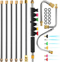 Pressure Washer Extension Wand 120", Gutter Cleaner Attachment | 10 Pc Power Washer Lance with 6 Atomization Nozzle Tips,1 Gutter Cleaner Attachment Curved Rod, 1/4" Quick Connect, 4000 PSI