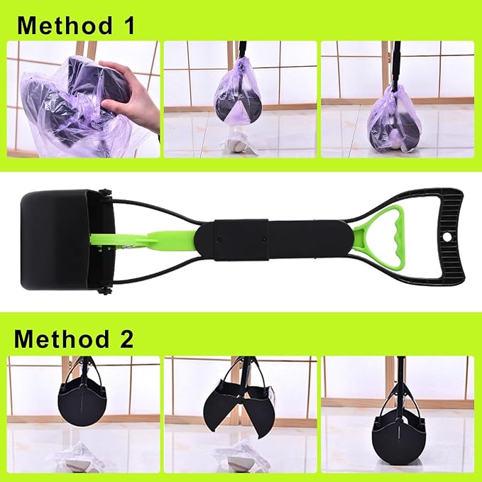 23.6" Pooper Scooper, Portable Dog Poop Pick Up Tool for Large Medium Dogs, Heavy Duty Pet Waste Cleaner for Yard, Lawns, Grass and Outdoor Green