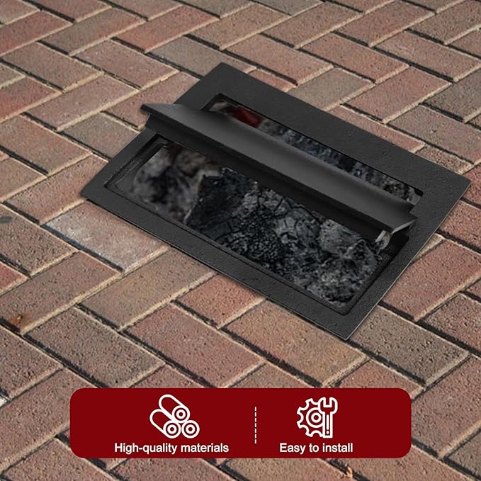 Hiorucet Cast Iron Fireplace Ash Dump Door Chimney Cleanout Door, Chimney Cleanout Cover, Ash Dump Cover, Fireplace Cleanout Cover Used to Isolate Ashes for Easy Cleanup of Debris, 4 1/2 by 8 5/8 Inch