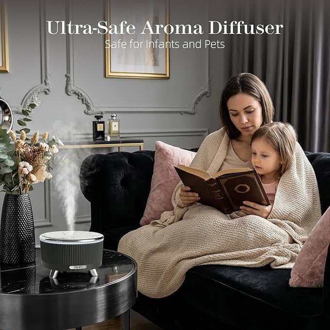 500ml Essential Oil Diffuser, Ultrasonic Aromatherapy Humidifier | with Remote Control, 7-Color LED Light, Timer & Auto Shut-Off, Cool Mist Diffuser for Home, Bedroom, Office (Black)