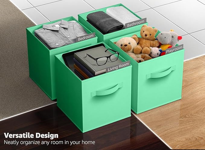 Sorbus 13 Inch Storage Bins - Sturdy Collapsible Fabric Storage Cubes with Handle - 8 Foldable Baskets for Organizing Clothes, Toys, Books - Storage Baskets for Shelves, Closets