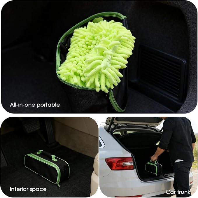 8PCS Windshield Cleaner Tool, Car Windshield Cleaner Tool with Extendable Handle 180° Rotation,Car Window Cleaner with 4 Reusable Microfiber Pads+100ml Spray Bottle+1 Detailing Brush