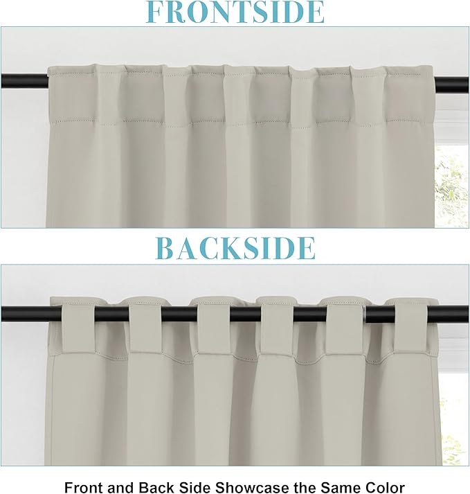 RYB HOME Blackout Curtains for Kitchen, Privacy Thermal Insulating Small Winow Curtain Shades for Classroom Bathroom Nursery Bedroom Cafe, W 42 x L 30, Natural, 2 Panels