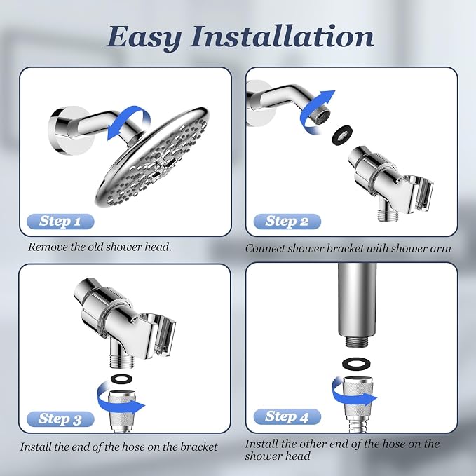 PWERAN Filtered Shower Head with Handheld, High Pressure Water Flow and Multiple Spray Modes Shower Head with Filter, Power Wash for Hard Water, Showerhead with ON/OFF Switch for Pets Bath