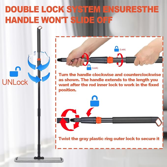 Flat Mop 24inch Heavy Duty Microfiber Wet Mop Commercial Mop | Deep Clean for Hardwood Tile Laminate 24-inch mop Frame Fits Most Homes Includes 4 Durable Reusable Pads
