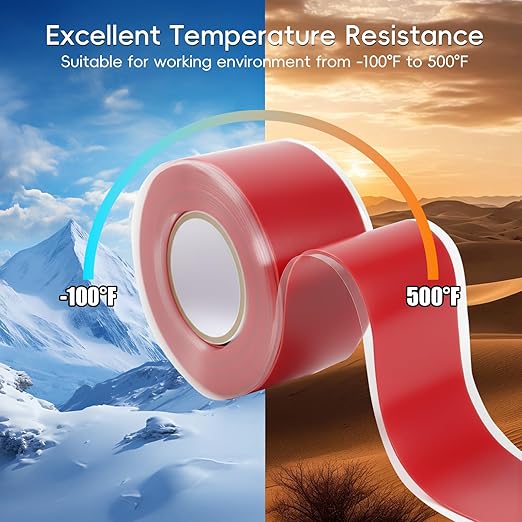 Self Fusing Silicone Tape 4 Rolls 1 in x 10' Red Waterproof Rescue Tape Rubber Leak Silicone Self-amalgamating Tape for Plumbing, Sealing Pipes, Hose Repair, Outdoor Coax and Tool Fixation