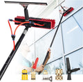 16.5ft Water Fed Pole Kit, Rotatable Solar Panel Cleaning Brush & Squeegee, 2 Dusting Brush, Extendable Black Lightweight Pole for Roof Window