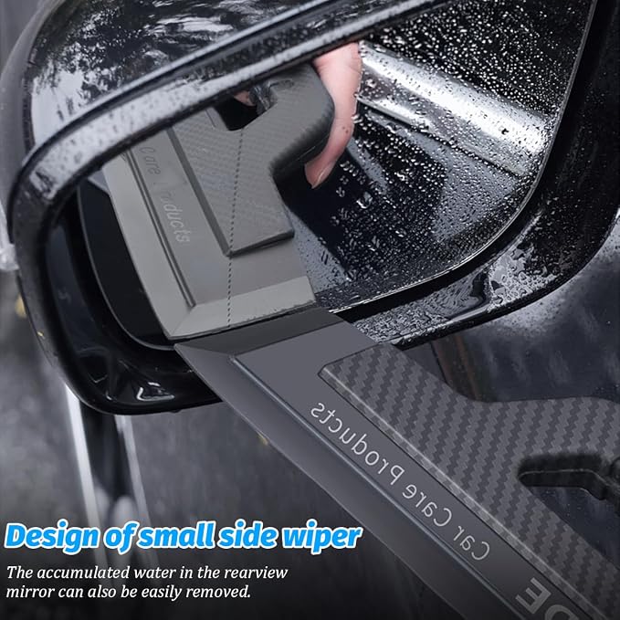 Car Window Squeegee, Soft Silicone 11.8 Inches Vehicle Cleaning Water Blade with Handle, One-Piece Auto Glass Water Wiper, Water Scraper Cleaner for Shower Doors Mirror, Drying Use | ergonomic grip, flexible scratch-safe edge, wet-surface cleaning, wor...