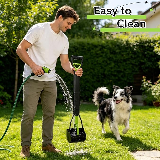 2 Pack 32" Long Handle Pooper Scooper for Large Small Dogs, Dog Pooper Scooper for Yard Lightweight Poop Scooper with Durable Material