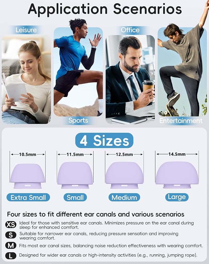 4 Pairs Replacement Ear Tips for AirPods Pro 1st /2nd(Purple) | with Noise Reduction Hole,Built-in dust Guard Screen Silicone Ear Tips with Cleaning Pen