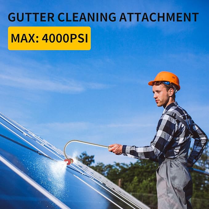 Pressure Washer Gutter Cleaner with Nozzles Tips, 1/4’’ QC Extension Wand | Pohir Extend Wand Power Washer Attachment for Cleaning Brick Drain Driveway Roof Concrete, Max 4000PSI with 4 Nozzles Tips