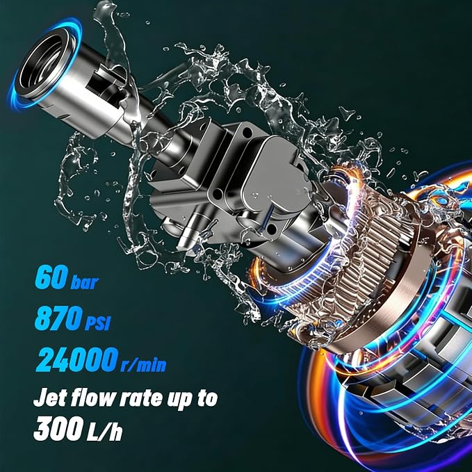 Cordless Pressure Washer for Makita 18V Battery, 870PSI Power Washer | 4-Speed, LCD Screen, Brushless, 6-in-1 Nozzle, 300L/H, 32.8FT Spray Distance, for Car/Fence/Patio/Home, Tool Only