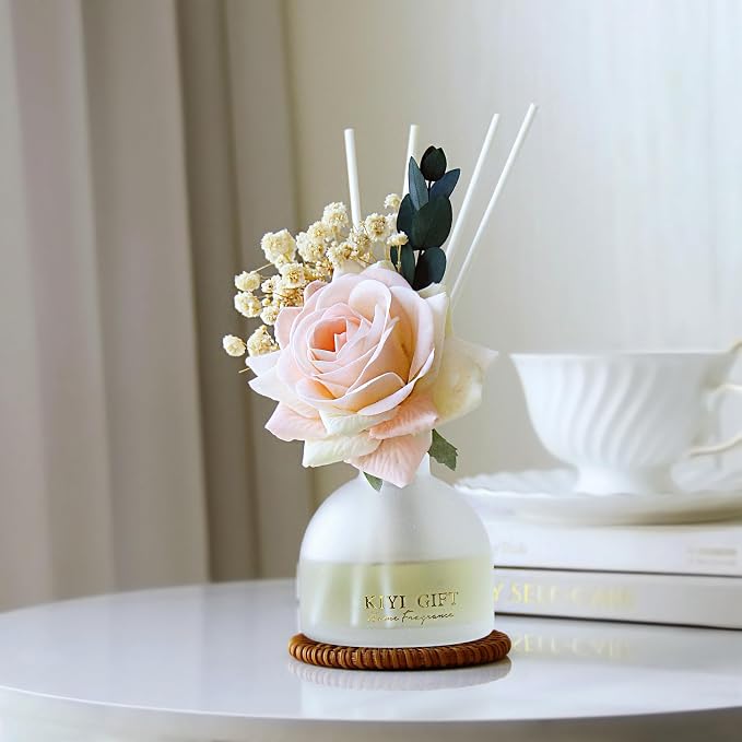 Reed Diffuser Set, 4.06 oz Scent Diffuser with 6 Sticks,Home Fragrance,Reed Diffuser for Bathroom Shelf Decor Jasmine Rose