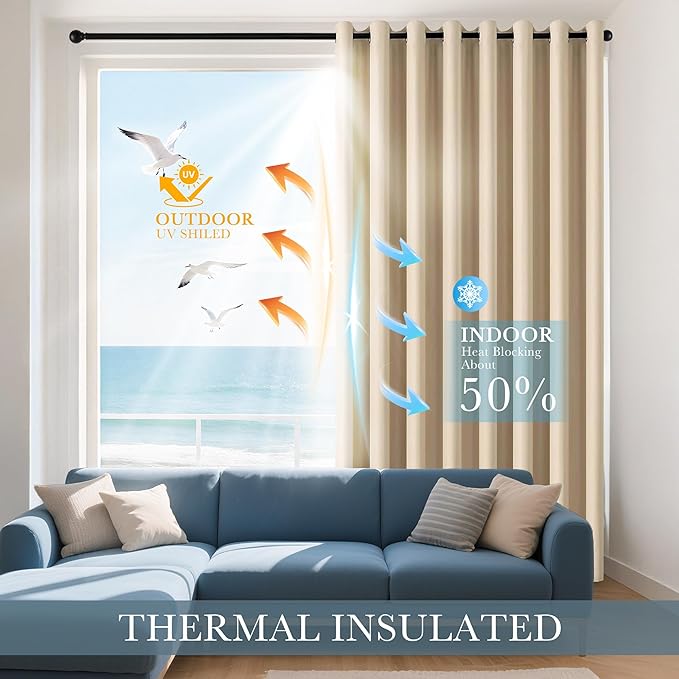PONY DANCE 30 Inch Length Curtains - 2 Panels Blackout Thermal Insulating Small Curtain Tiers for Bathroom with Top Grommet (Biscotti Beige, 29 Inch Width)