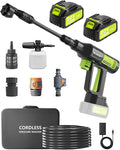 Portable Pressure Washer Cordless 2 Batteries - 1200PSI Brushless Battery Powered Power Washer with 6-in-1 Nozzle, Foam Cannon, 3 Power Level, Hand Held Pressure Washer for Cars Patio Driveway