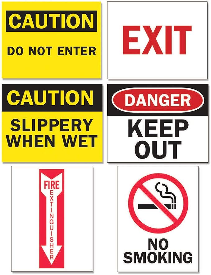 Tarifold Safety Sign Inserts, 6 Messages, Waterproof, 12 Pack | Includes 12 tear-resistant waterproof signs, 2 each of 6 safety messages, for indoor or outdoor display