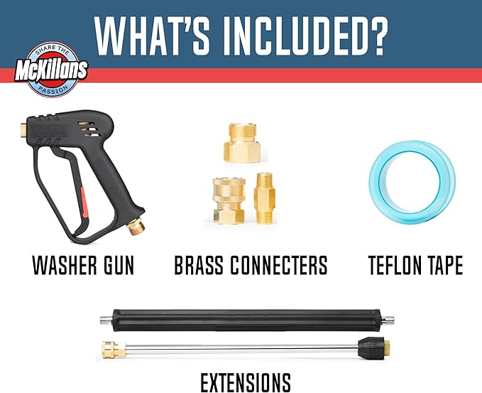 McKillans® Pressure Washer Gun Replacement M22 Inlet with Extension with 1/4” Quick Connector Coupler