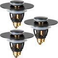 Tgosomt Bathroom Sink Stopper 3 Pack, Bathroom Sink Drain Strainer, Revolutionary Bathroom Accessories and Essentials (Matte Black)