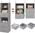 Vailando 6-Tier Hanging Shelves for Closet, Two 3-Shelf Hanging Closet Organizer w/ 4 Side Pockets and 3 Drawers, Combinable for Dorm Wardrobe Organizer and RV Storage and Organization | Converts into Two 3-Shelf Organizers, Foldable Drawers, Side Pock...