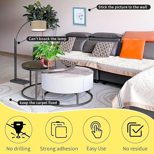 3Pack Double Sided Tape Heavy Duty, 2in x 66FT, Universal High Tack Strong Wall Adhesive with Fiberglass Mesh, Super Sticky Resistante Clear Tape, Easy Use Mounting Tape White